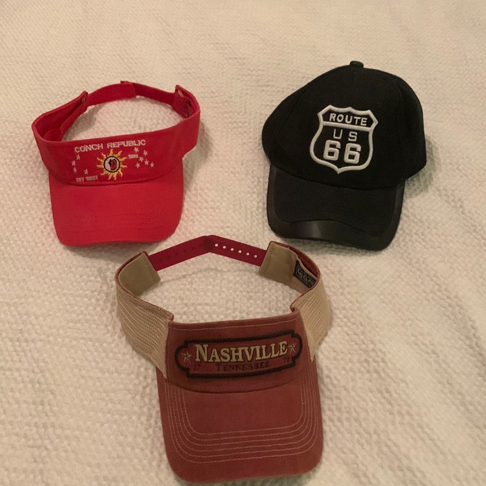 NWOT. 2 visors, one baseball cap